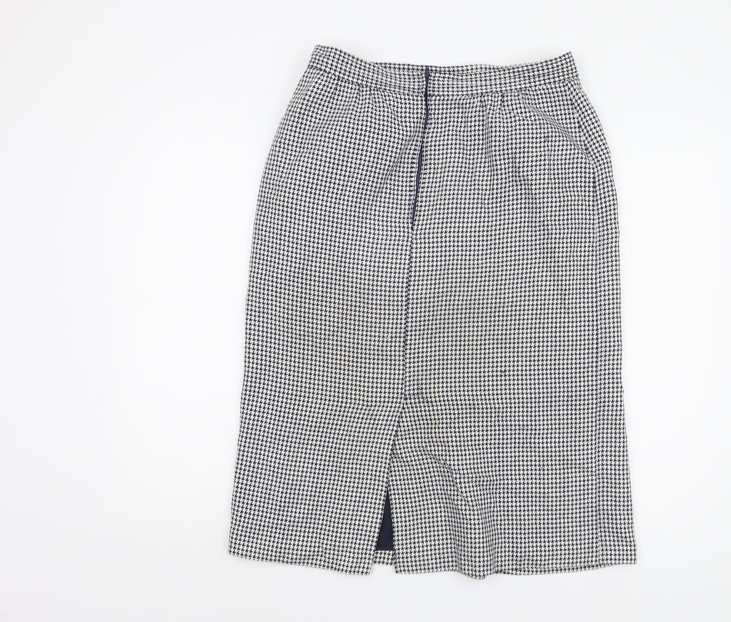 St Michael Women's Blue Check Long Pencil Skirt Size 16