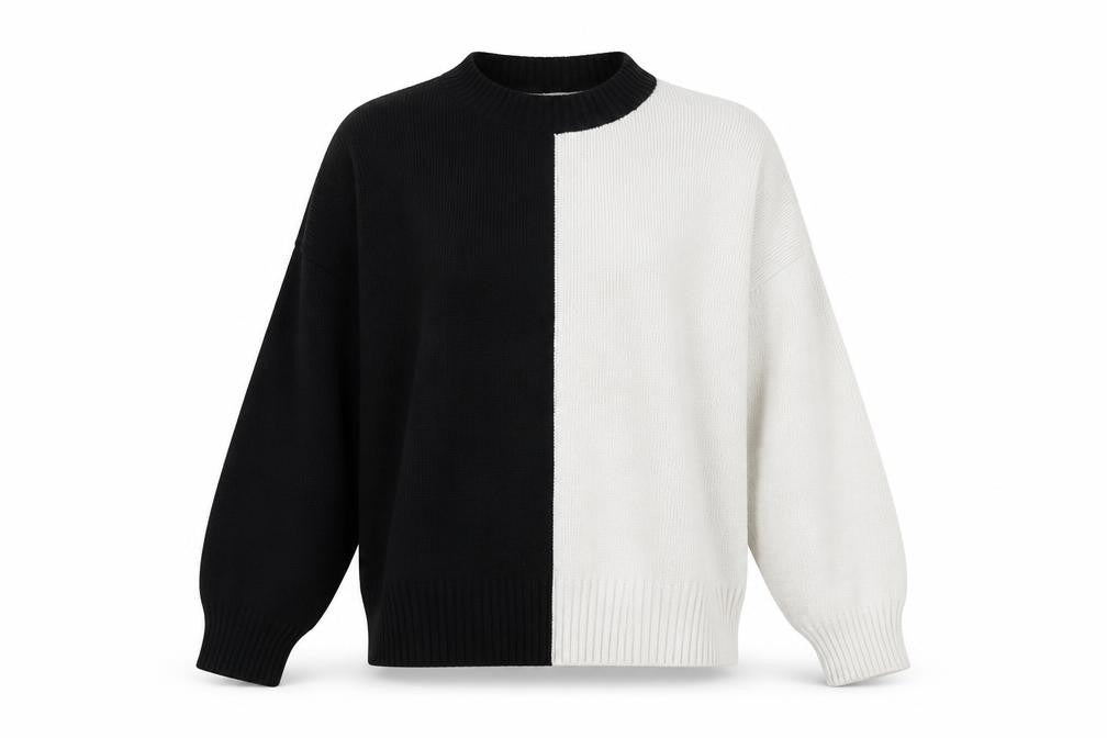 Mango Women's Black White Pullover Jumper, Size 8