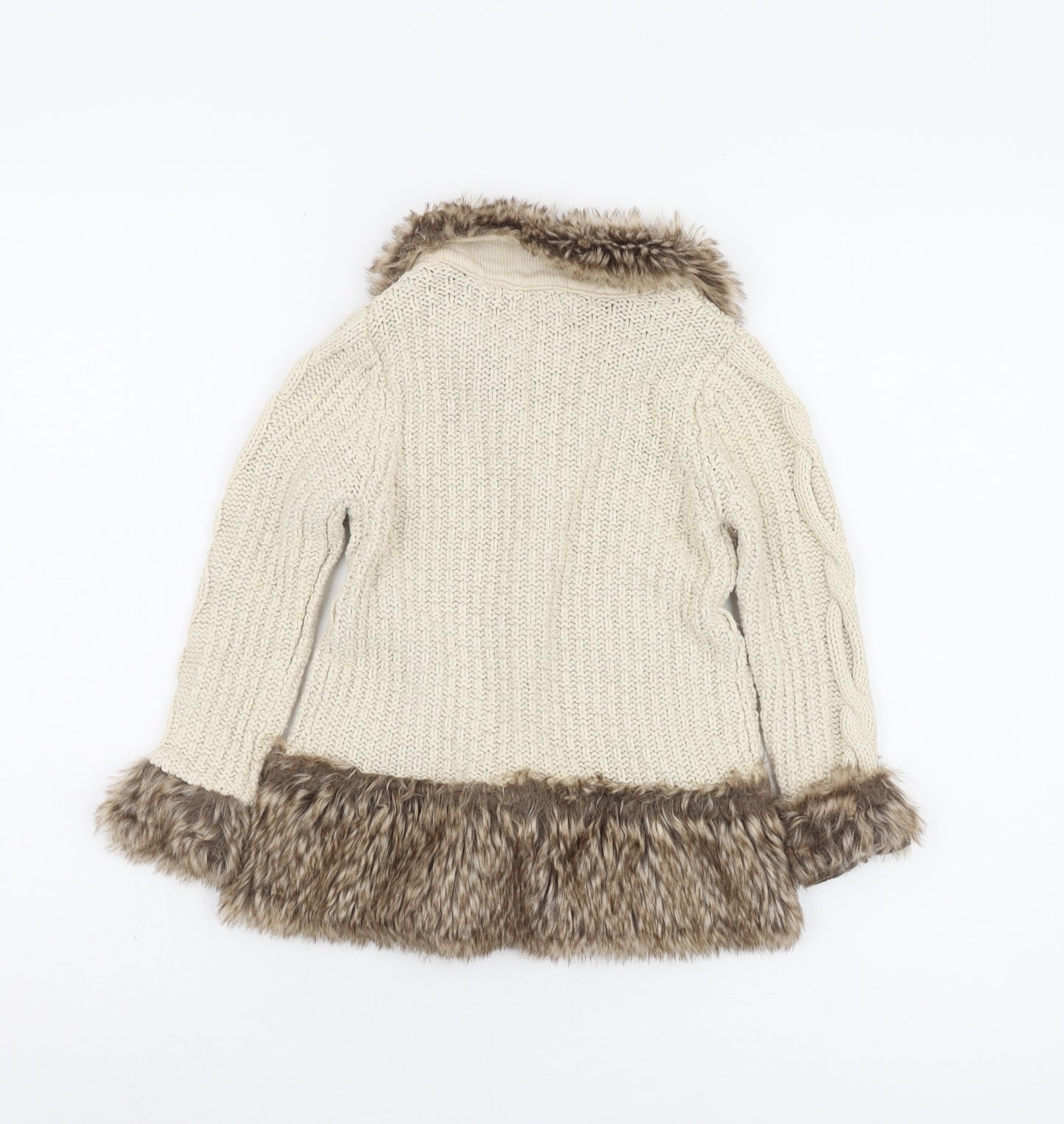 Miss Mona Mouse Girls Beige Fur Trim Cardigan 3-4 Years