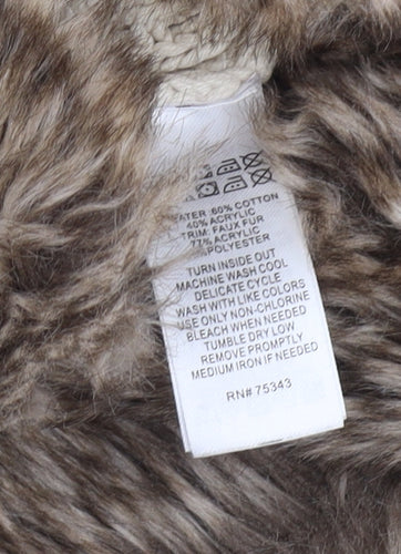 Miss Mona Mouse Girls Beige Fur Trim Cardigan 3-4 Years