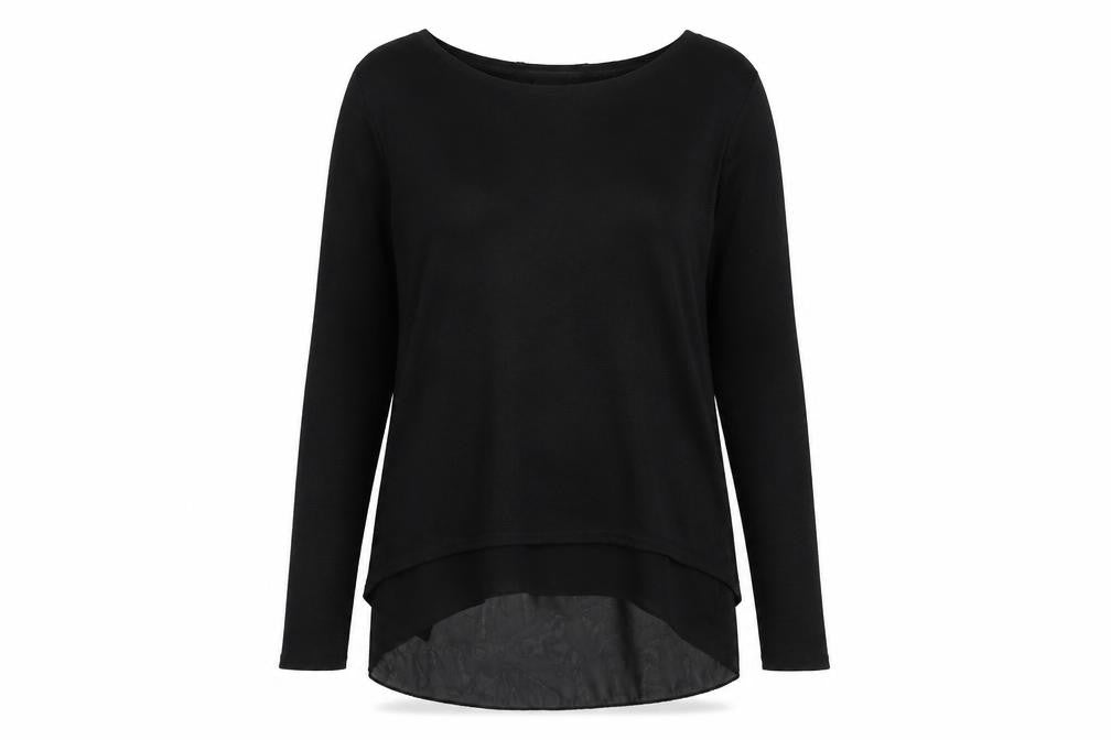 Front view of New Look Women's Black Boat Neck T-Shirt M