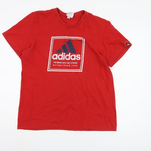 Adidas Men's Red Graphic Print T-Shirt L