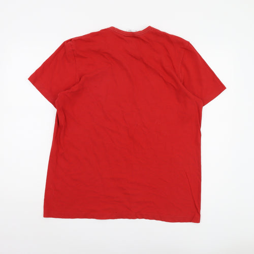 Adidas Men's Red Graphic Print T-Shirt L