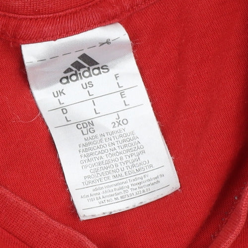 Adidas Men's Red Graphic Print T-Shirt L