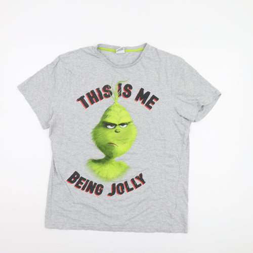 The Grinch Men's Grey Short Sleeve T-Shirt, Size M
