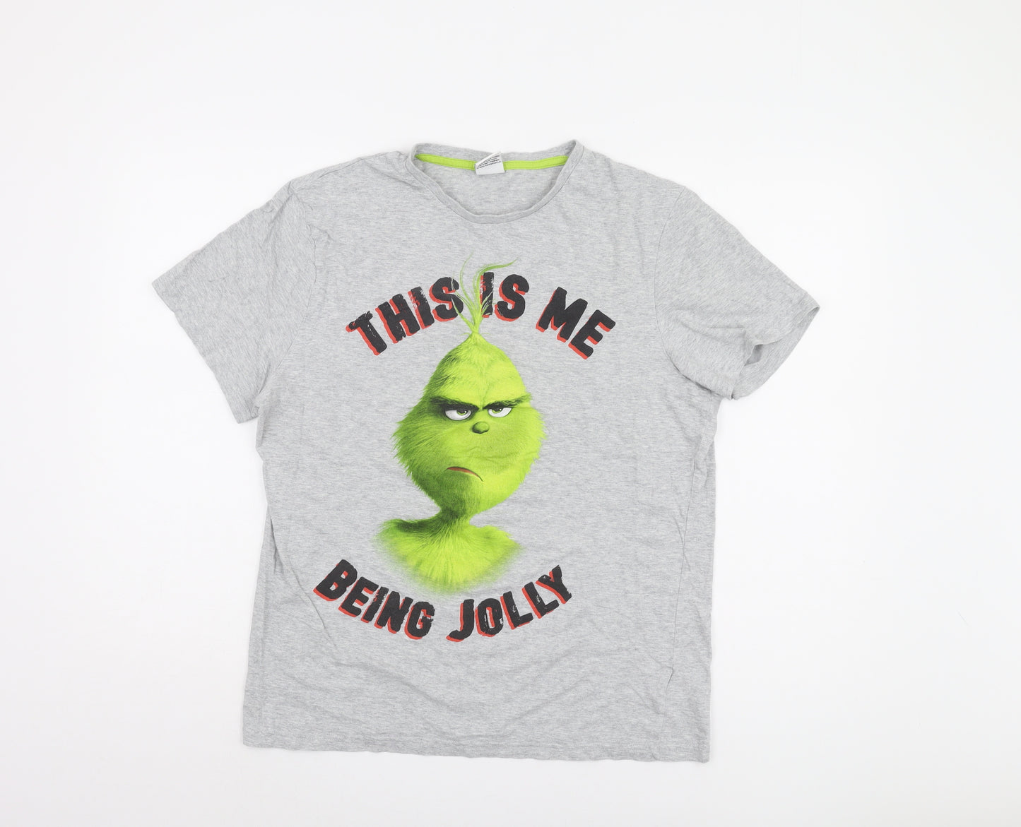 The Grinch Men's Grey Short Sleeve T-Shirt, Size M