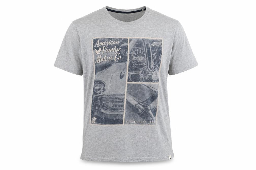 STH SHORE Men's Grey Vintage Car Print T-Shirt L