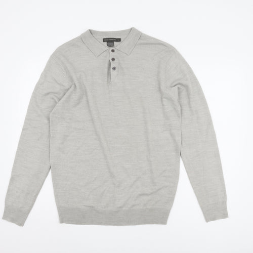 French Connection Men's Grey Collared Pullover Jumper