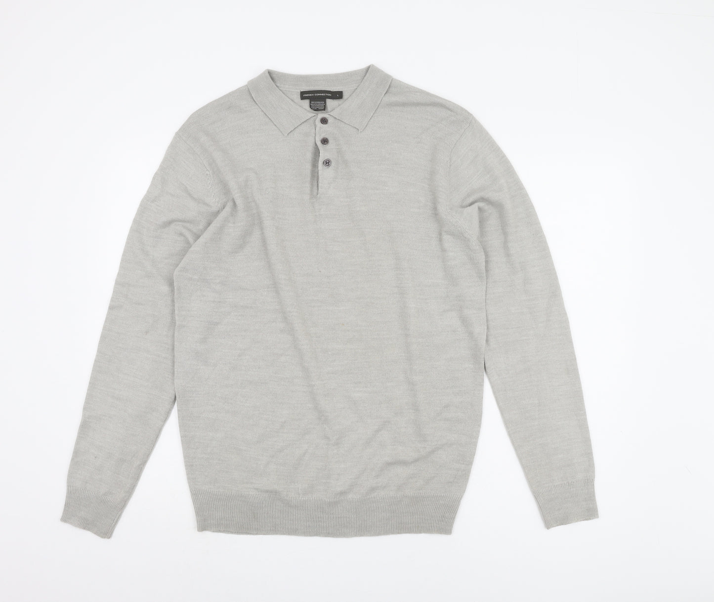 French Connection Men's Grey Collared Pullover Jumper