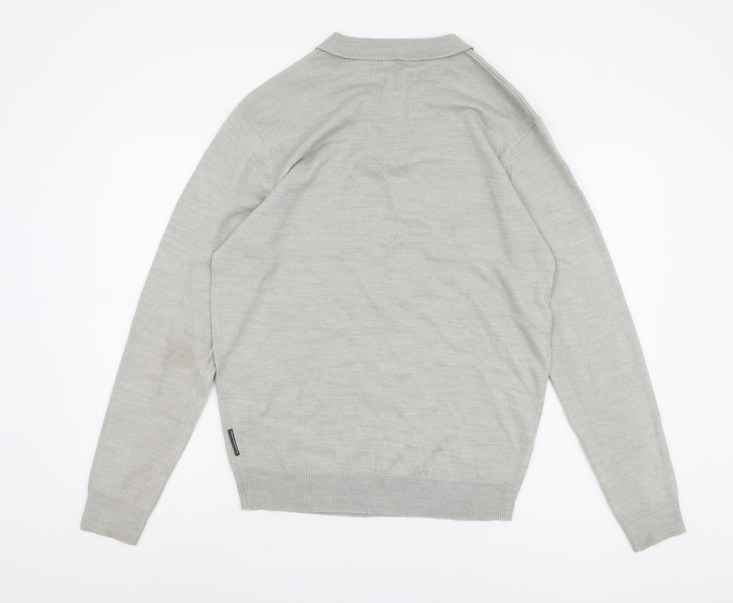 French Connection Men's Grey Collared Pullover Jumper