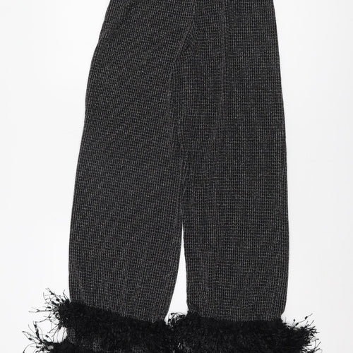 Boohoo Women's Black Wide-Leg Trousers with Fringe