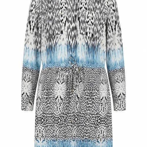 et vous Women's Black Animal Print Shirt Dress S