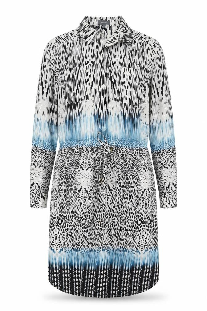 et vous Women's Black Animal Print Shirt Dress S