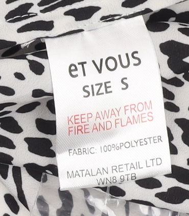 et vous Women's Black Animal Print Shirt Dress S