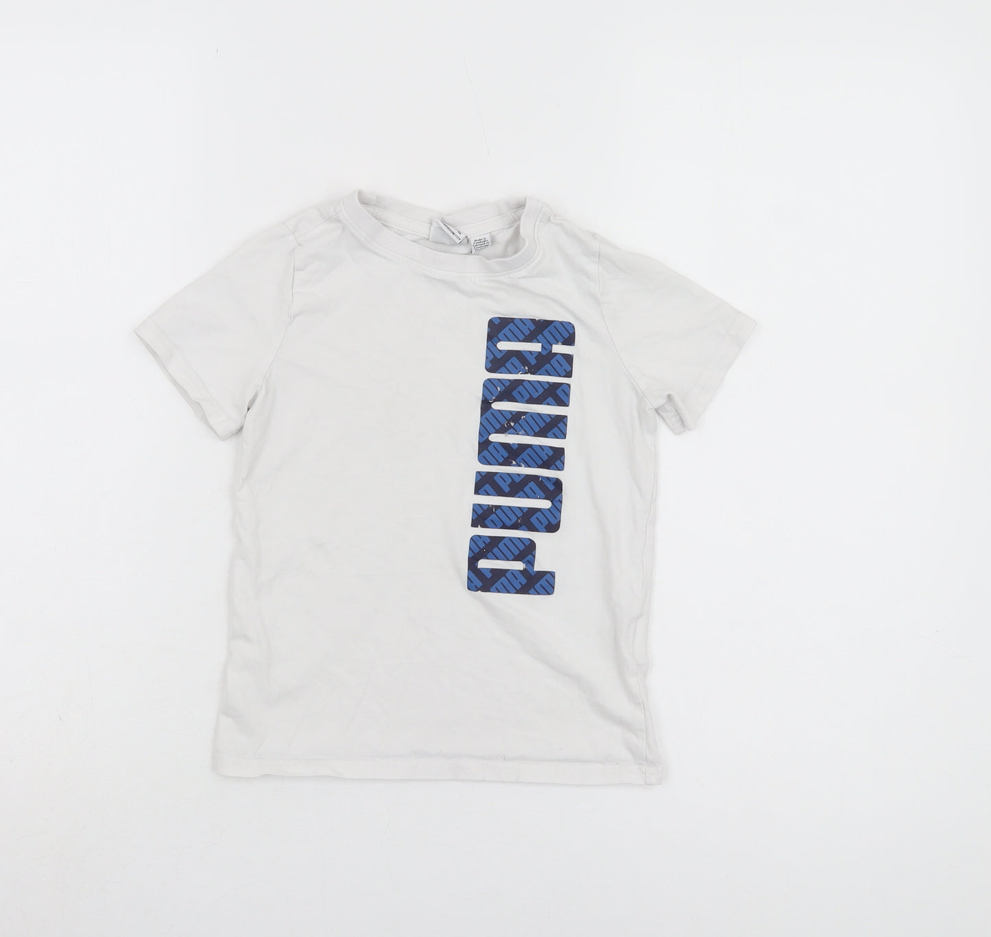 Puma Boys White Graphic T-Shirt 5-6 Years Sporty Style