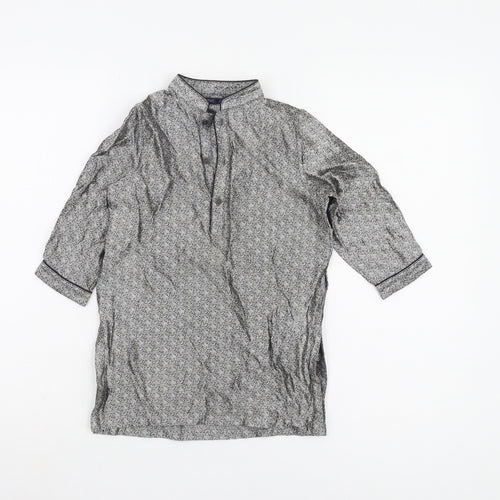 Next Girls Grey Geometric Blouse - 2-3 Years, Button Accents
