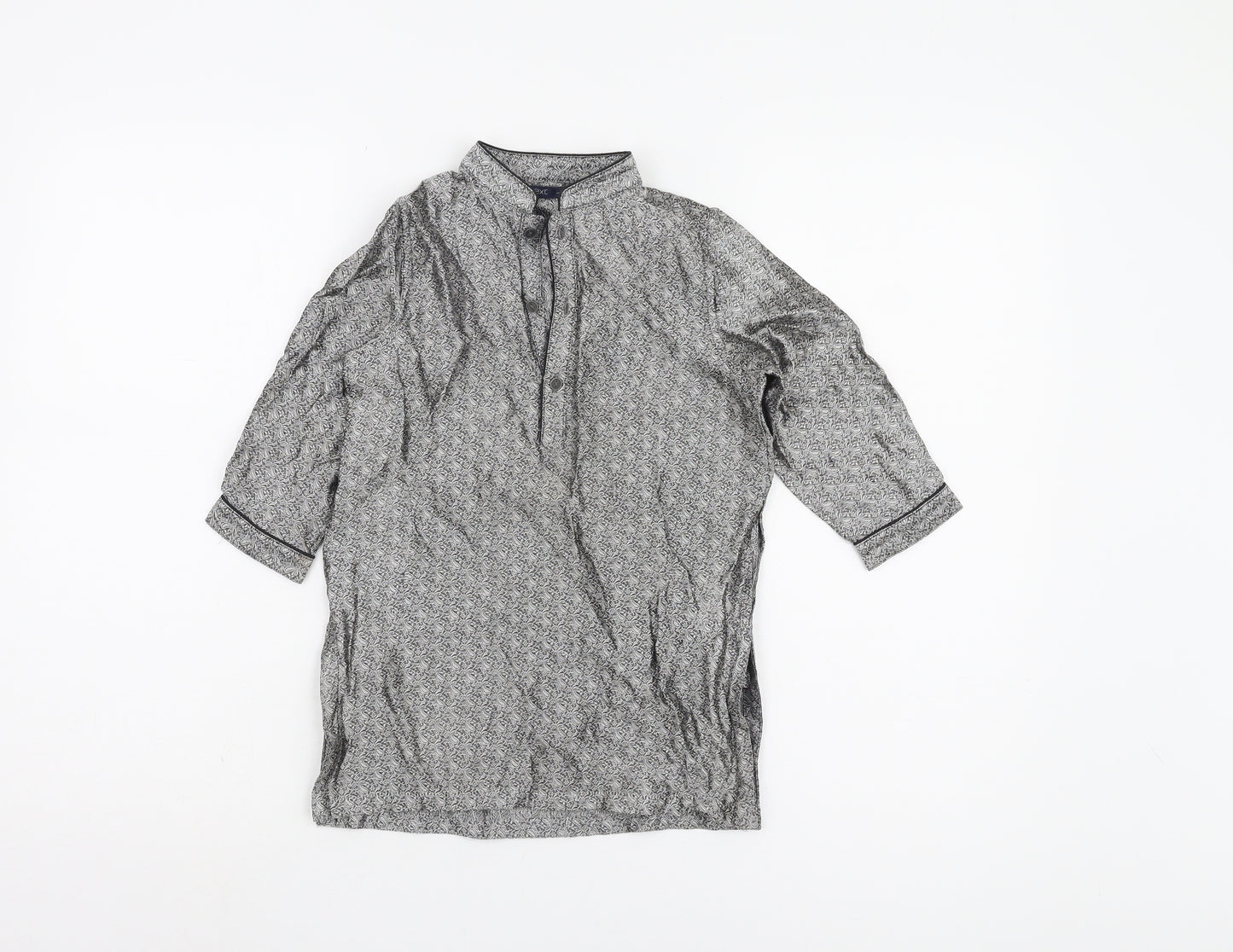 Next Girls Grey Geometric Blouse - 2-3 Years, Button Accents