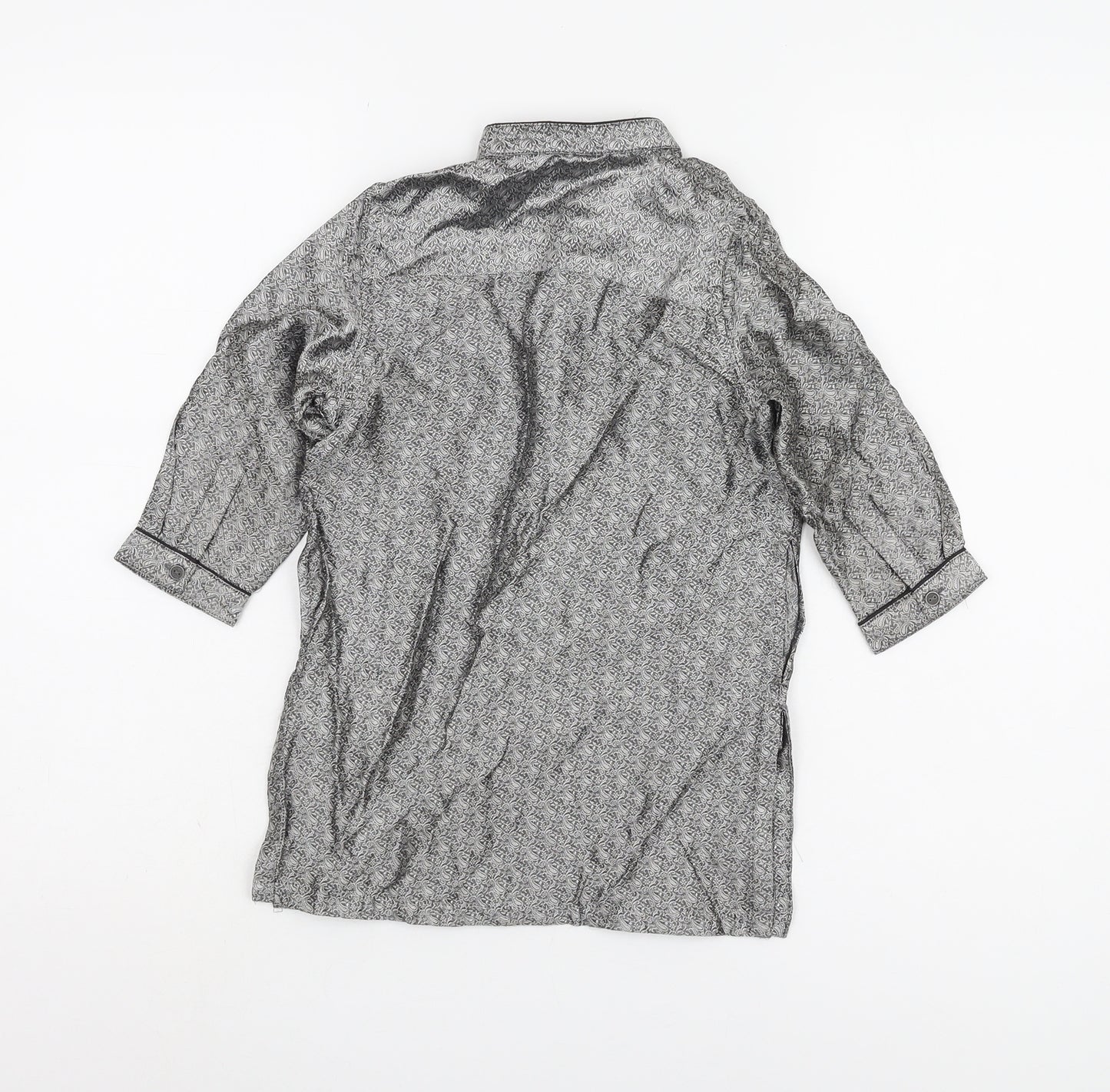 Next Girls Grey Geometric Blouse - 2-3 Years, Button Accents