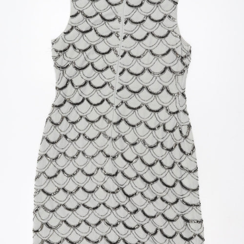 Monsoon Grey Sequin Sheath Dress UK 12 Women's Party
