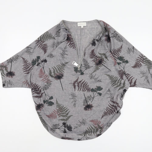Apricot Women's Grey Floral Tunic Jumper S