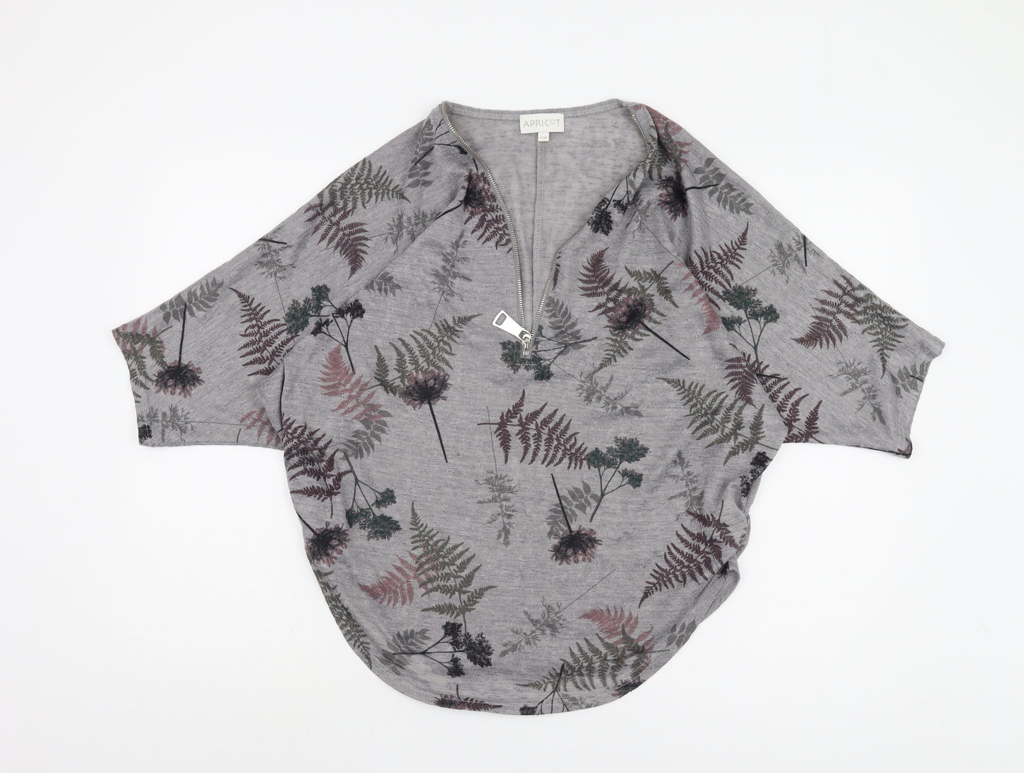 Apricot Women's Grey Floral Tunic Jumper S