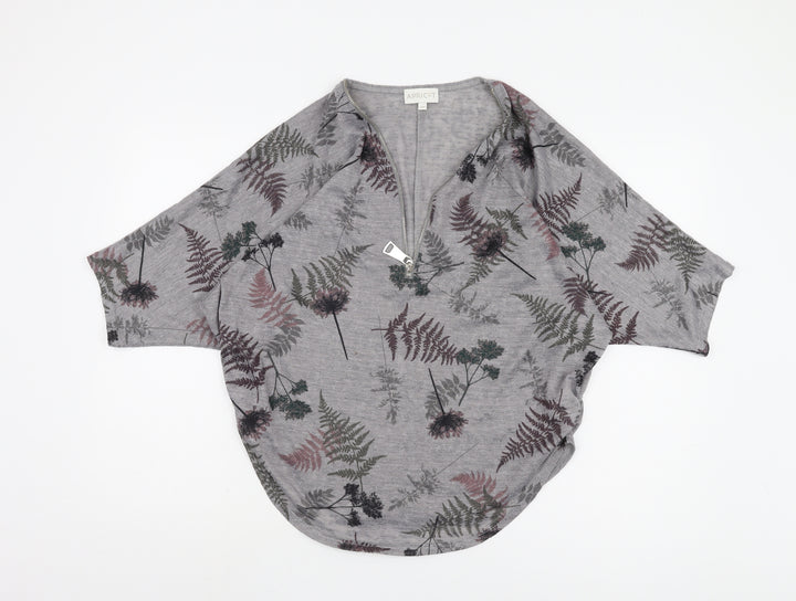 Apricot Women's Grey Floral Tunic Jumper S