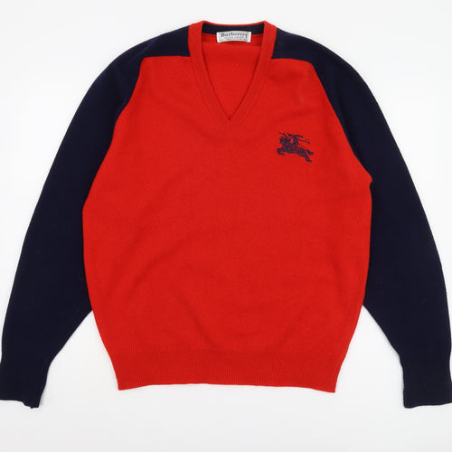 Burberrys Men's Red Wool Pullover Jumper L
