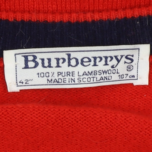 Burberrys Men's Red Wool Pullover Jumper L