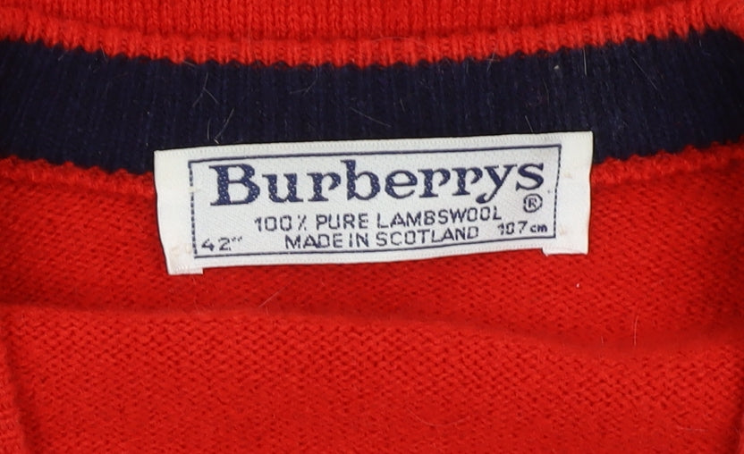 Burberrys Men's Red Wool Pullover Jumper L