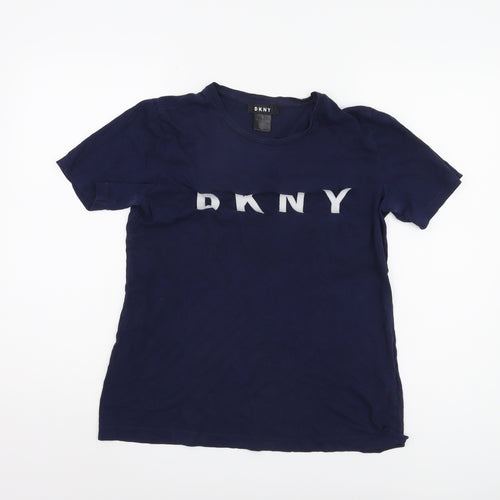DKNY Women's Blue Crew Neck T-Shirt - Size S, Casual Style