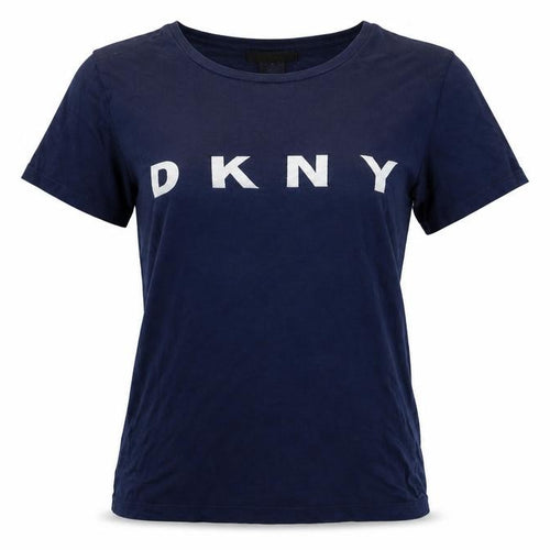 DKNY Women's Blue Crew Neck T-Shirt - Size S, Casual Style
