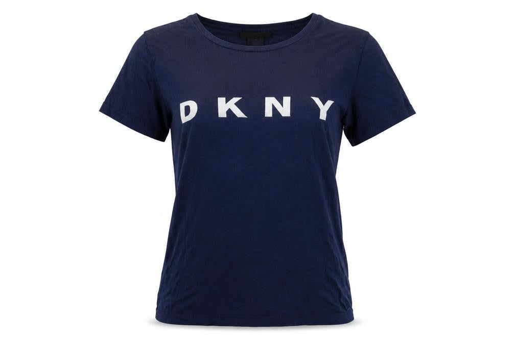 DKNY Women's Blue Crew Neck T-Shirt - Size S, Casual Style