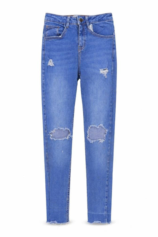 New Look Girls Blue Skinny Jeans Age 14 Stretch Ripped