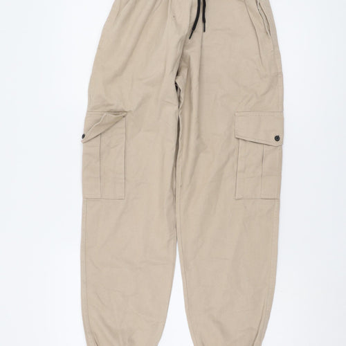 Rising Women's Beige Cargo Trousers, Size 6, Cotton
