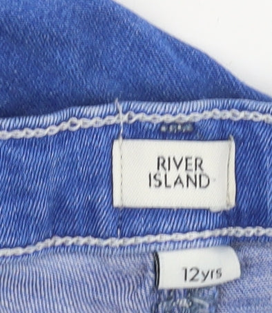 River Island Girls Blue Skinny Ripped Jeans 12 Years