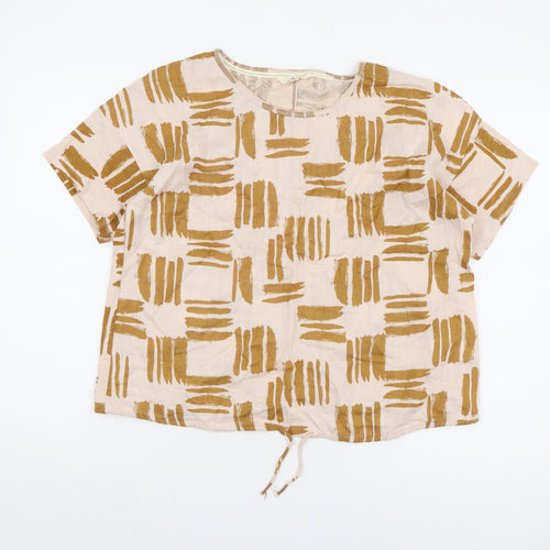 White Stuff Women's Beige Geometric Blouse UK 14
