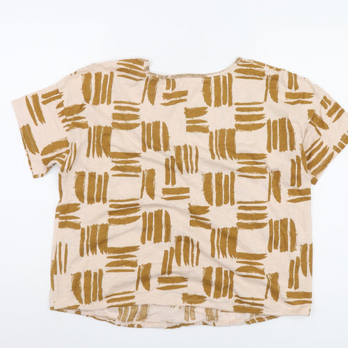 White Stuff Women's Beige Geometric Blouse UK 14