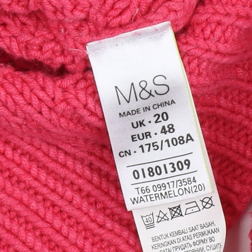 Marks and Spencer Women’s Pink Cable-Knit Jumper
