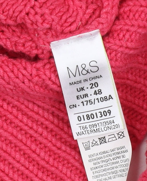 Marks and Spencer Women’s Pink Cable-Knit Jumper
