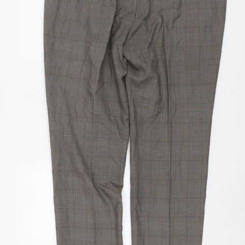 Greenwoods Men's Grey Check Tailored Trousers 40in