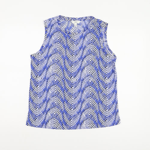 Marks and Spencer Women's Blue Geometric Tank Top