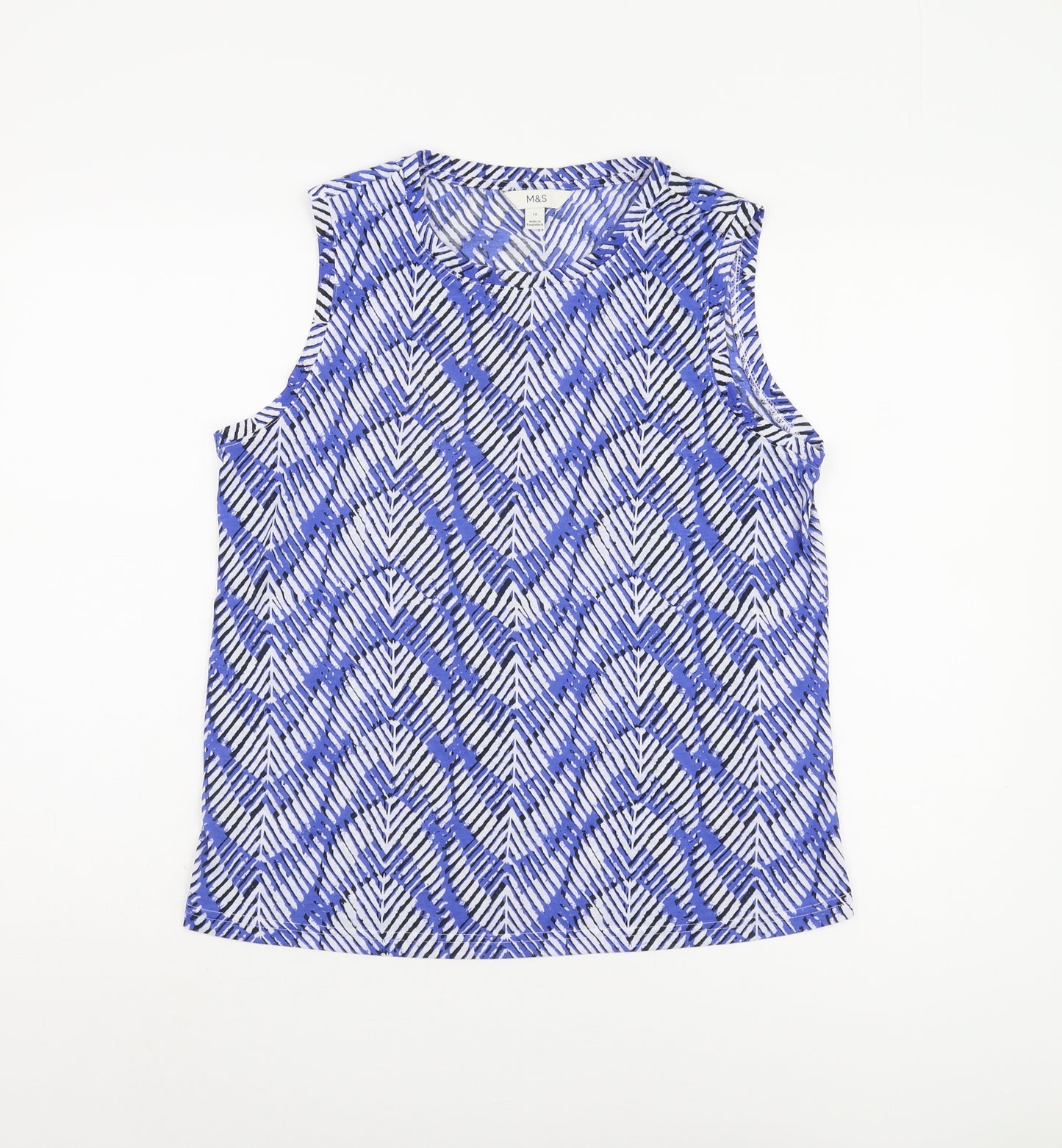 Marks and Spencer Women's Blue Geometric Tank Top