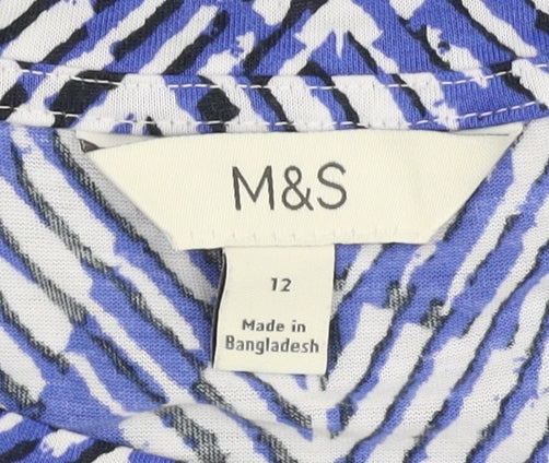 Marks and Spencer Women's Blue Geometric Tank Top