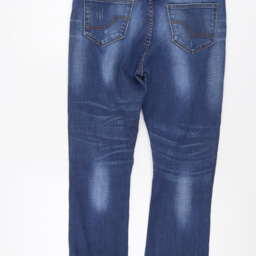 Fat Face Womens Blue Straight Jeans Size 6 Distressed
