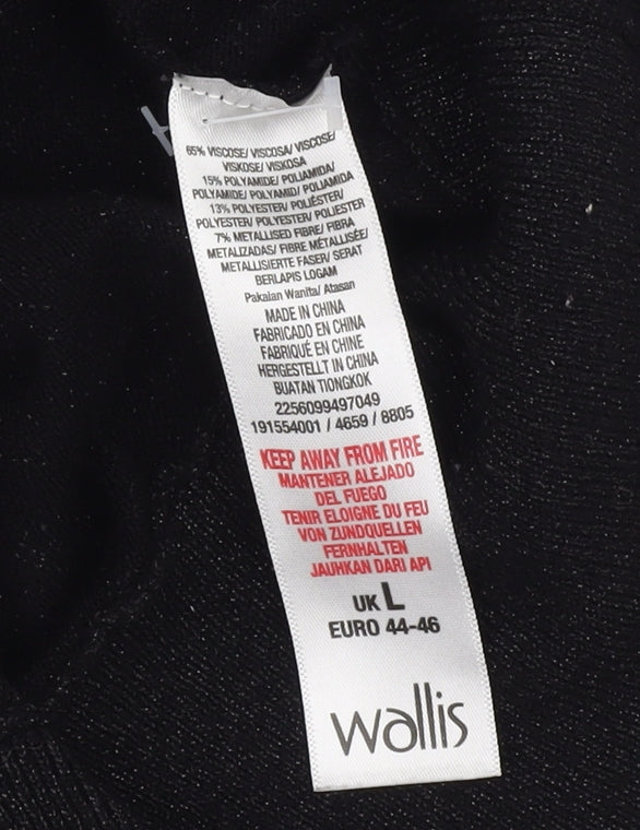 Wallis Women’s Black Jumper, L Size, Viscose Blend