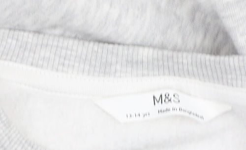 Marks and Spencer Girls Grey Sweatshirt Size 13-14 Crew Neck