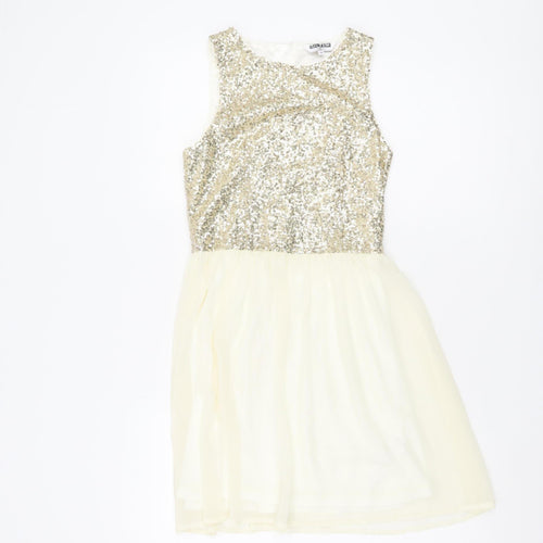 Generation Girls Gold Sequin Knee Length Party Dress - Size 12