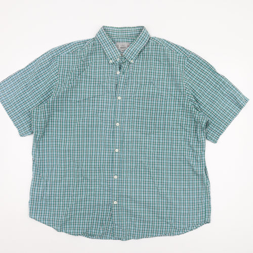 Marks and Spencer Men's Green Check Shirt 2XL Regular