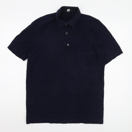 Marks and Spencer Men's Blue Polo Shirt L