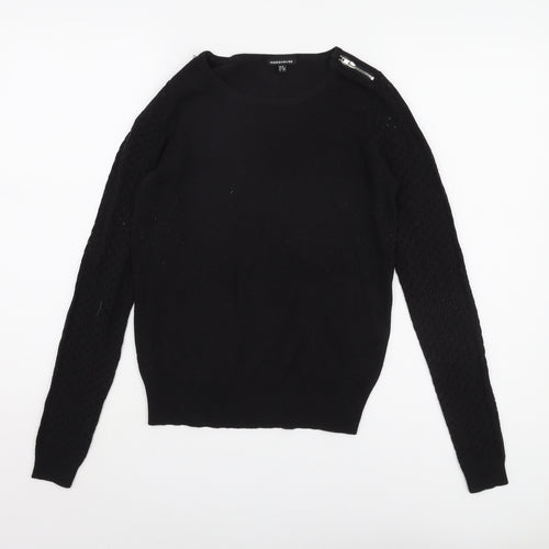 Warehouse Women's Black Size 8 Jumper with Zip Accent